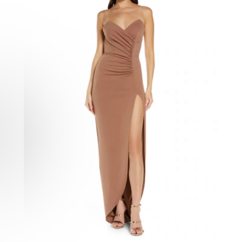 Katie May Collette Strapless Gown In Cocoa Size Large New